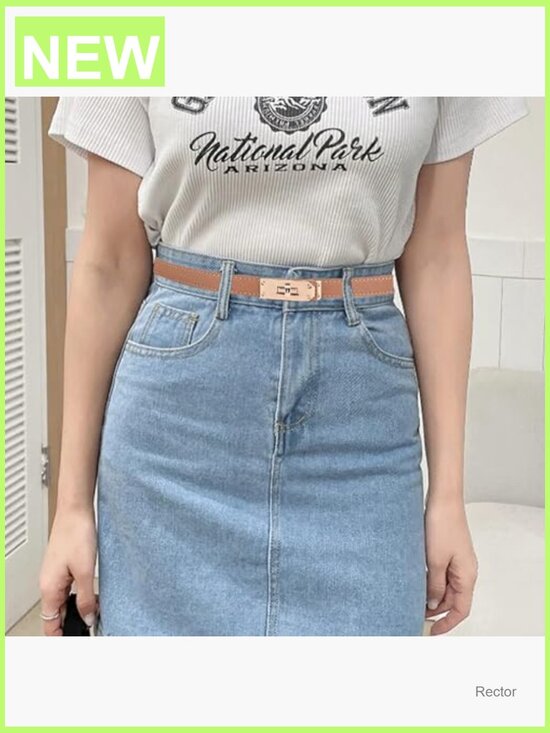 Adjustable Thin Skinny Belt Turn Lock for Dresses Jeans